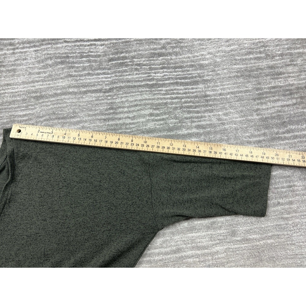 Express Top Womens L Olive Green V-Neck 3/4 Sleeve Marled Relaxed Knit Pullover - Picture 6 of 11